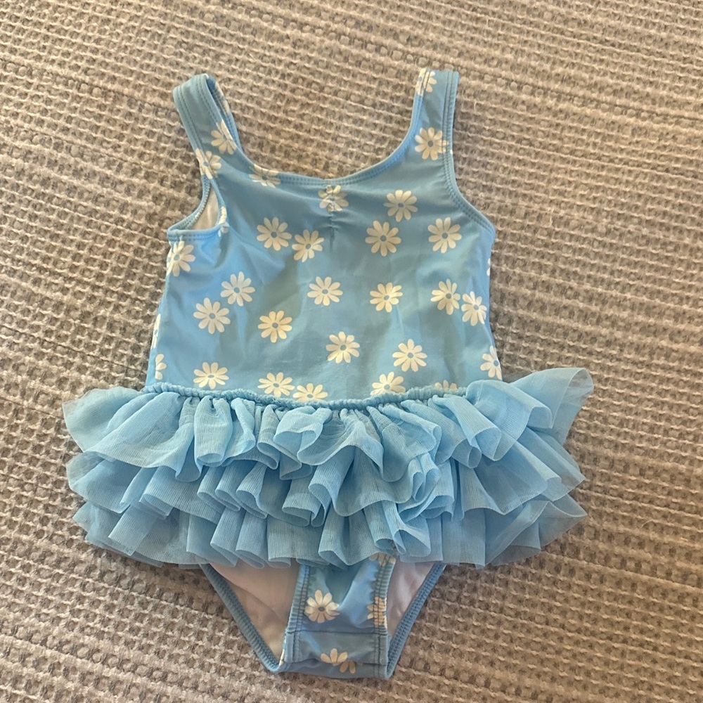 Cat & Jack Light Blue Floral Swimsuit